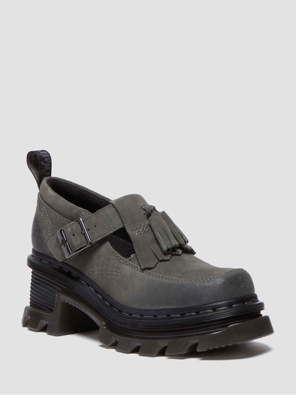 DR MARTEN CORRAN WAXY SUEDE MARY JANE HEELED SHOES